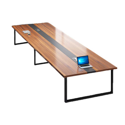 湘渭简约现代会议桌长桌办公家具工作台会议室长条桌办公桌椅组合4*1.4(米)带14椅