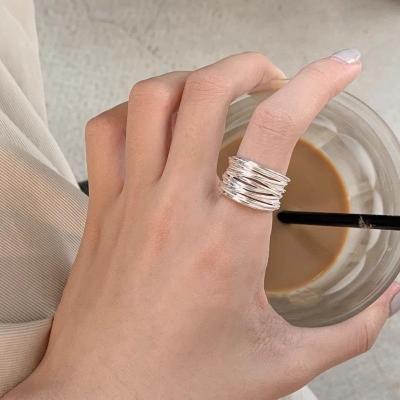 韩版线条多层缠绕戒指女冷淡风时尚精致简约百搭高级感开口食指戒送女朋友老婆情人节七夕生日礼物