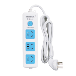 赛时工控SHSSGK SKSC8-6730三位5孔 1.8米移动式排插 (单位:个)蓝白