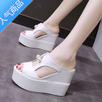 SUNTEK2023凉拖鞋网红超高跟厚底一字拖新款松糕坡跟拖鞋女夏时尚外穿