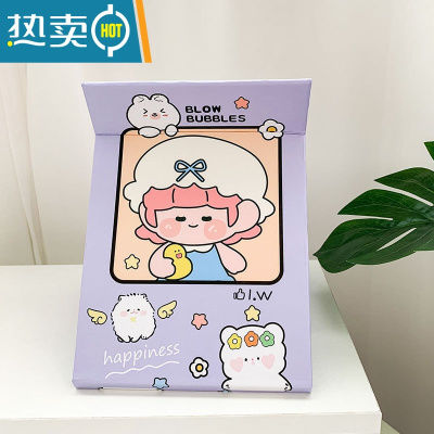 敬平可爱化妆镜学生宿舍桌面梳妆镜高清可立折叠镜子随身便携公主镜便携式用镜 星星女孩[大号]20*14.5cm