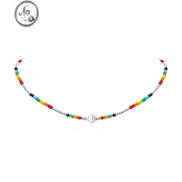 JiMiZEGL彩虹笑脸串珠项链女款甜酷夏天彩色多巴胺生日礼物送女友闺蜜