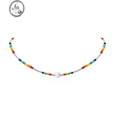 JiMiZEGL彩虹笑脸串珠项链女款甜酷夏天彩色多巴胺生日礼物送女友闺蜜