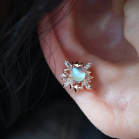 韩国直送耳璀璨冰晶星球耳骨钉耳蜗钉旋转螺丝拧堵送女朋友老婆情人节七夕生日礼物