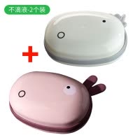 双层肥皂盒家用卫生间沥水带盖免打孔创意可爱宿舍旅行香皂盒皂架 三维工匠 云朵皂盒-浅蓝色