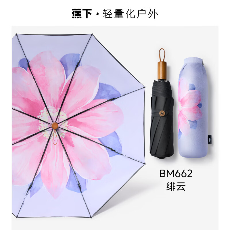 蕉下三折黑胶防晒伞BM662-绯云-F(单位:把)