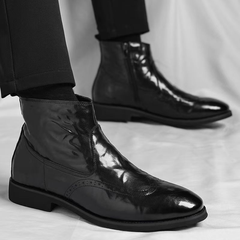 切尔西靴男士英伦风布洛克商务休闲马丁靴冬季加绒保暖复古短靴潮