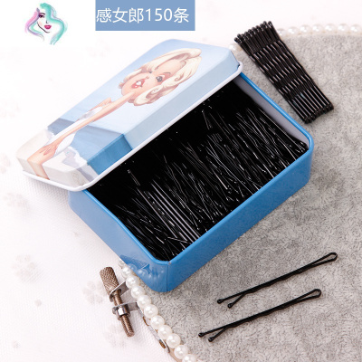 黑色发夹一字夹超紧发卡碎头发边夹小卡子盘发头饰固定隐形钢夹子你那么美2#直板夹-性感女郎150条（首页进群领红包）