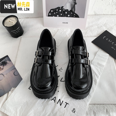 林先森玛丽珍薄款小皮鞋女英伦风2021春秋季新款复古夏季黑色日系jk厚底休闲鞋