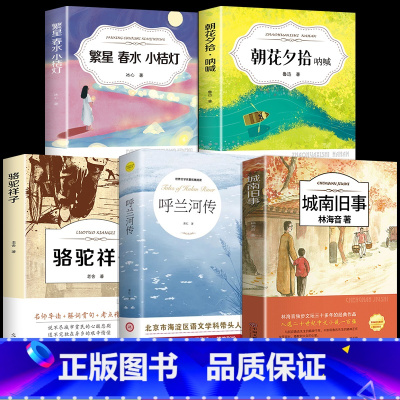 [5册]呼兰河传+城南旧事+骆驼祥子+繁星春水+朝花夕拾 [正版]呼兰河传萧红著原著完整版 五年级课外阅读书籍初中生青少