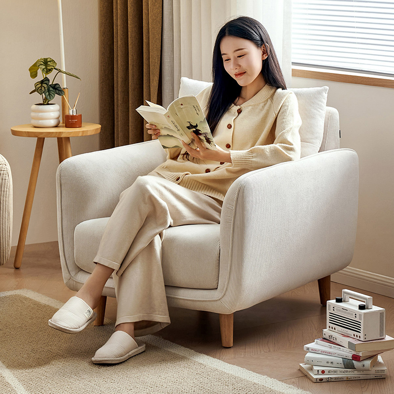 全友家居布艺沙发单人椅简约现代小户型客厅阳台休闲小沙发