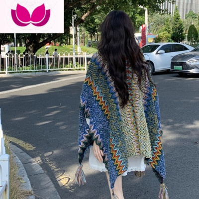 七斓超仙初恋森系白色连衣裙子女高级感气质民族风斗蓬披肩套装