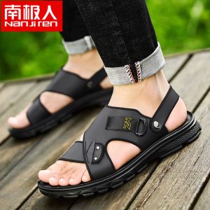 男凉鞋新款外穿软底皮凉鞋夏潮厚底沙滩鞋两用拖鞋