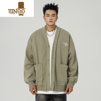 YANXU开衫毛衣男美式复古感V领纯色针织衫情侣款宽松百搭外套