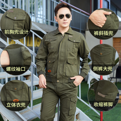 HongZun工作服套装男防烫汽修男士秋季焊工耐磨劳保服电焊工地工装工装制服