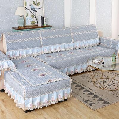 美帮汇沙发垫四季通用坐垫靠背垫北欧简约布艺沙发套罩防滑全包盖布 伊利亚蓝 110*180