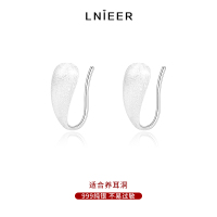 999纯银拉丝水滴耳环女小众设计高级感独特耳钉耳钩2025新款耳饰