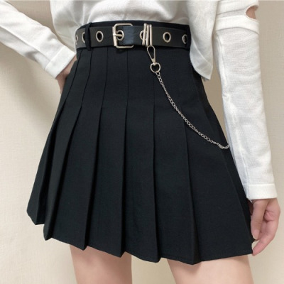 YIBUSHENG韩版时尚百褶裙百搭a字裙冬季新款高腰显瘦短裙女简约纯色半身裙