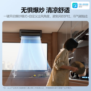 美的厨房空调家用厨房专用1.5匹厨清凉变频集成吊顶式大冷量防油烟省电厨房空调CKF-30XW/BN8Y-XD300耀石黑