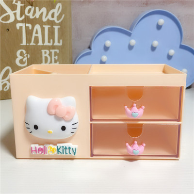 韩国多功能卡通笔筒桌面个性创意文具收纳盒小学生儿童办公室用品三维工匠粉猪熊款