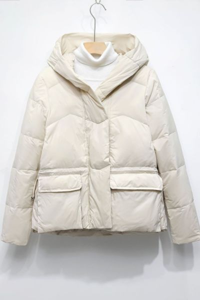 女式纯色连帽女装羽绒服加厚短款大口袋面包服_5650