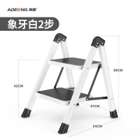 梯子家用折叠伸缩人字梯室内多功能爬梯加厚楼梯三四步小梯凳 三维工匠 二步多用梯凳(耀岩黑)家用梯