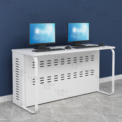 翌嘉 钢架电脑桌培训桌机房电脑桌学习桌课桌 双人位E款