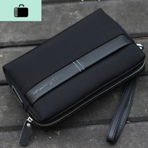 新款帆布艺手包手拿包手抓包大容量潮韩版夏季男士式款牛津布钱包NEW LAKE 黑色男士手拿包 黑色