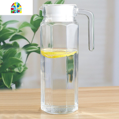 冷水壶水具套装玻璃扎壶啤酒壶耐热凉水壶大容量可高温水杯壶套装 FENGHOU 六只四方杯