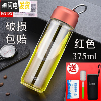 三维工匠单层玻璃杯便携加厚男女士大容量耐热家用带提环随手茶水杯子