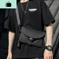 潮流休闲斜挎包男潮牌胸包迷你小挂包简约嘻哈蹦迪包单肩斜背男包NEW LAKE 黑色男士单肩包