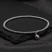 原创银饰银珠手串925纯银复古圆珠简约民族风饰品转运银球手链送女朋友老婆情人节七夕生日礼物
