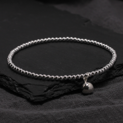 原创银饰银珠手串925纯银复古圆珠简约民族风饰品转运银球手链送女朋友老婆情人节七夕生日礼物