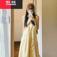 YIBUSHENG法式气质鹅黄色背心连衣裙女季2024新款甜美减龄设计感长款裙子