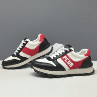 男生头层牛皮运动休闲鞋百搭男款潮鞋真皮拼色欧洲站厚底增高男鞋