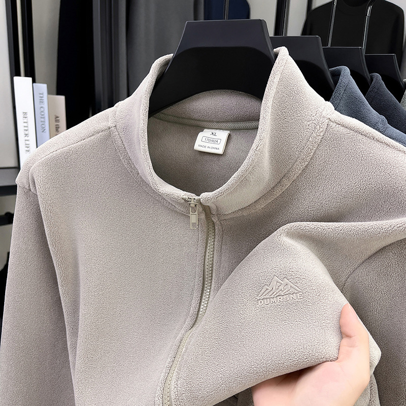 双面奥粒绒520克加厚男士外套秋冬季立领拉链抓绒保暖夹克男