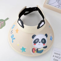 夏季儿童防晒帽男女童空顶帽宝宝遮阳帽薄款紫外线卡通熊猫太阳帽