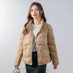 新款羽绒服女纯色立领小个子时尚轻薄简约白鸭绒短款外套
