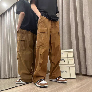 美式复古工装裤男夏季薄款高街潮牌冲锋裤子休闲阔腿裤