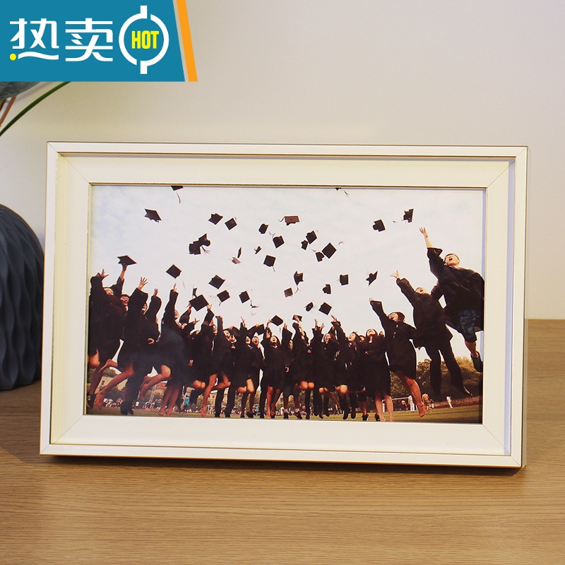 敬平长方形集体毕业照合影合照相框8 12寸照片大尺寸定制挂墙摆台框架 002珊瑚白 10*16寸[25.5*40.6厘米