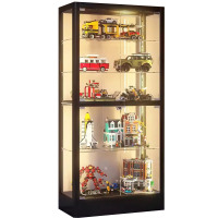 晋舰 透明展柜手办展示柜带灯玻璃柜模型陈列柜双门四层800*400*2000mm