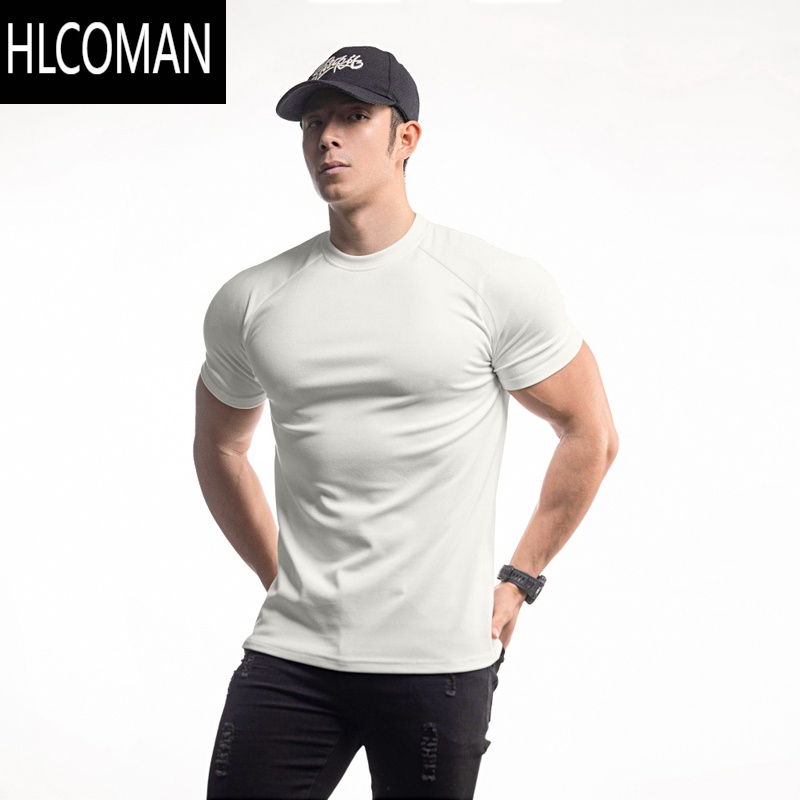 HLCOMAN德绒p暖运动短袖t恤男士修身收袖口跑步肌肉健身训练服