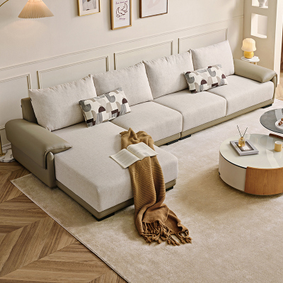 全友家居 现代简约布艺沙发客厅大户型转角贵妃L型沙发家用