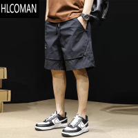 HLCOMAN夏季新款美式工装拉链短裤男时尚潮牌休闲五分裤宽松大码冰丝裤子