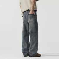 2026春夏新款水洗牛仔裤男士时尚宽松大码直筒美式复古阔腿男长裤