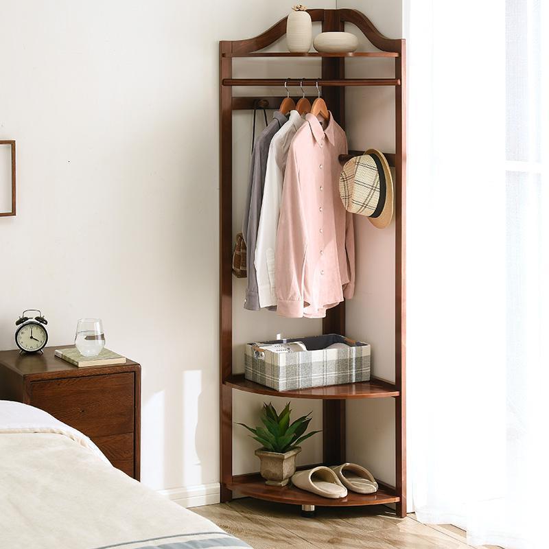 森美人实木衣帽架落地卧室挂衣架转角衣帽架实木落地衣架衣服架子