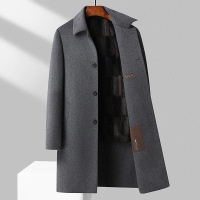 可脱卸金貂绒内胆双面呢羊毛大衣秋冬男士长款双面呢大衣男装外套