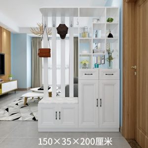 北欧玄关鞋柜简约现代厅柜进多功能衣帽柜屏风镂空隔断柜客厅