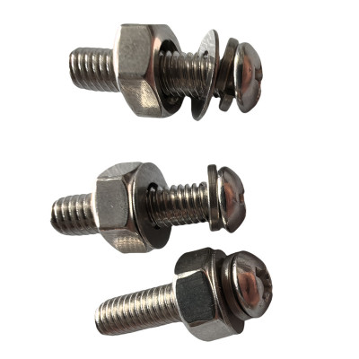 vzi 304不锈钢盘头螺丝平垫弹垫螺母组合 M6*25(50套) 包