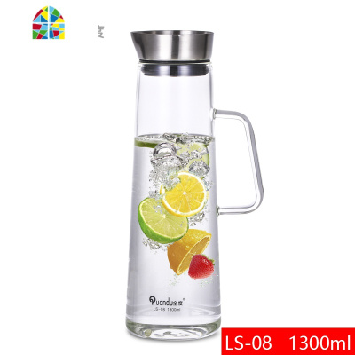 凉水壶耐热玻璃冷开水壶透明大容量盛水壶可高温家用扎壶套装 FENGHOU LS-08+XD_02*6
